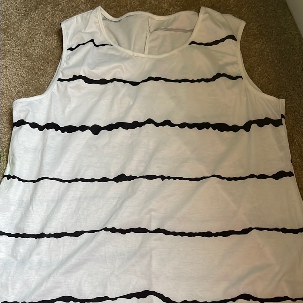 Striped Sleeveless Top - Black and White